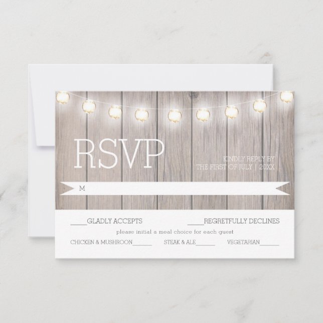 Rustic Lights - RSVP Menu Card (Front)