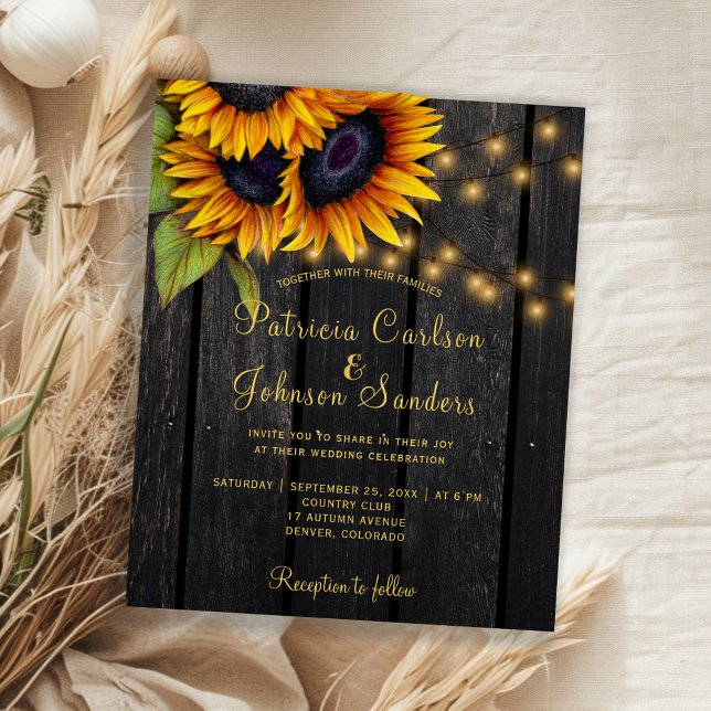 Rustic lights sunflower barn wood budget wedding (Creator Uploaded)