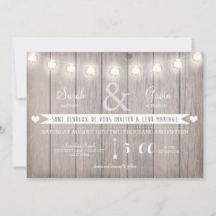 Rustic Lights Wedding Invitation in French