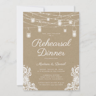 Rustic Lights Wedding Rehearsal Dinner Invitation