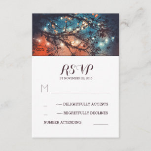 Rustic lights wedding RSVP cards