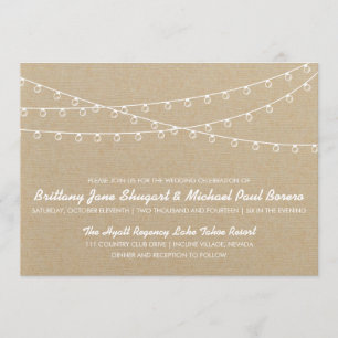 Rustic Lights White Wedding Invitation
