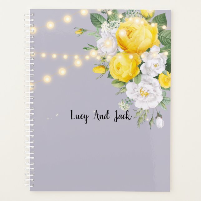 Rustic lights Yellow Floral   Planner (Front)