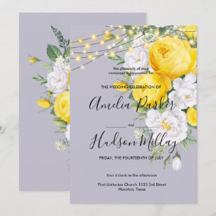 Rustic lights Yellow Floral wedding   Invitation