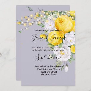 Rustic lights Yellow Floral wedding invitation