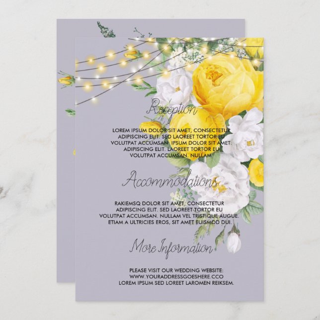 Rustic lights Yellow Floral  wedding program (Front/Back)