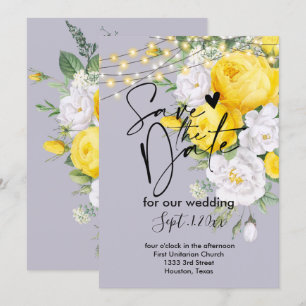 Rustic lights Yellow save the date Invitation