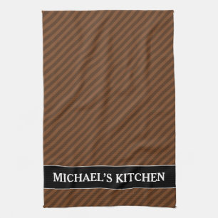 Rustic-Like Dark Brown & Lighter Brown Stripes Kitchen Towel