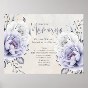 Rustic Lilac and Alabaster Peony Floral Memorial Poster