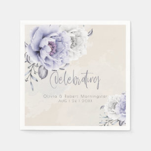 Rustic Lilac and Alabaster Peony Floral Napkin