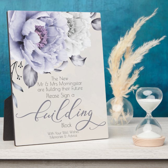 Rustic Lilac and Alabaster Peony Floral Plaque (Side)