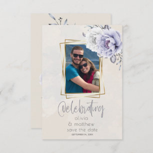 Rustic Lilac and Alabaster Peony Floral Wedding Invitation