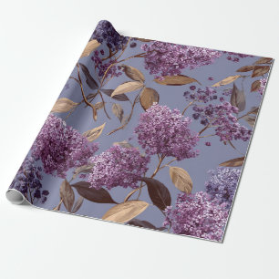 Rustic Lilac Botanical Bold Vintage Boho Floral Wrapping Paper