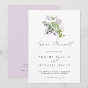 Rustic Lilac Elopement Announcement