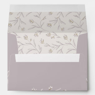 Rustic lilac floral liner & return address envelopes
