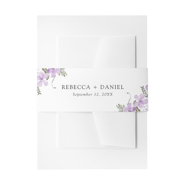 Rustic Lilac Floral Wedding Invitation Belly Band (Front Example)
