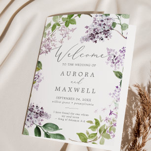 Rustic Lilac Folded Wedding Program