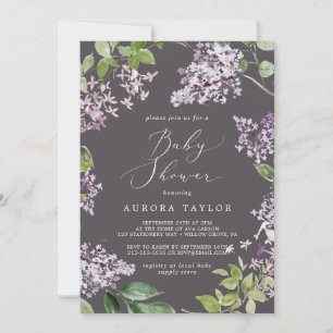 Rustic Lilac   Grey Baby Shower Invitation