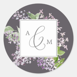 Rustic Lilac   Grey Monogram Wedding Envelope Seal