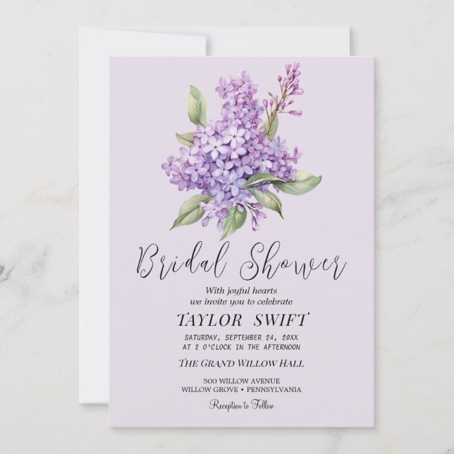 Rustic Lilac | Lavender Bridal Shower Invitation (Front)