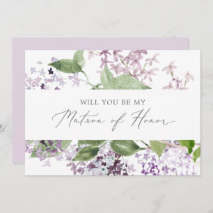 Rustic Lilac Matron of Honour Proposal Card