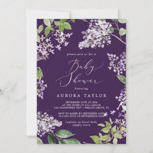 Rustic Lilac   Purple Baby Shower Invitation