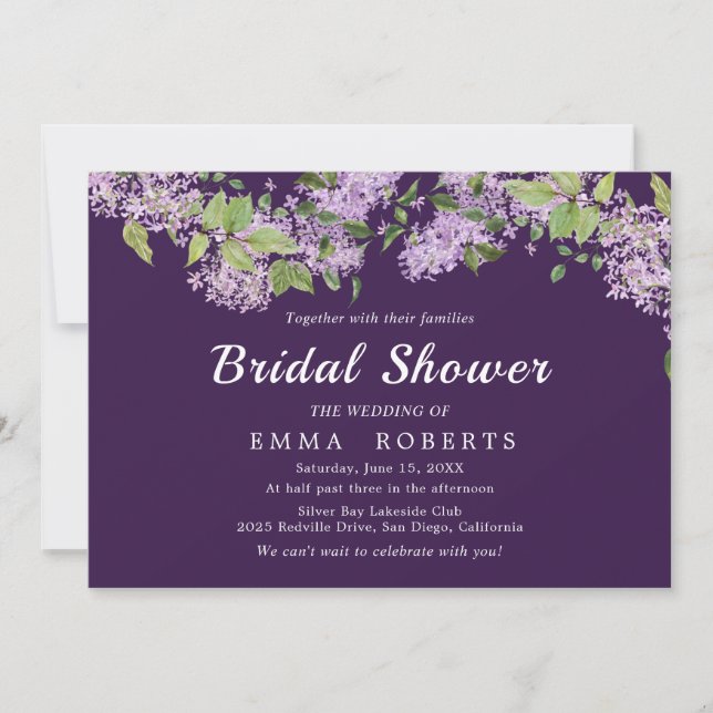 Rustic Lilac | Purple Bridal Shower Invitation (Front)
