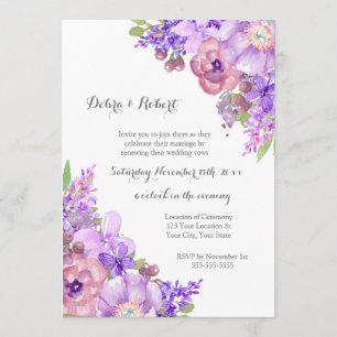 Rustic Lilac Purple Flowers Vow Renewal Invitation