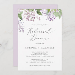 Rustic Lilac Rehearsal Dinner Invitation