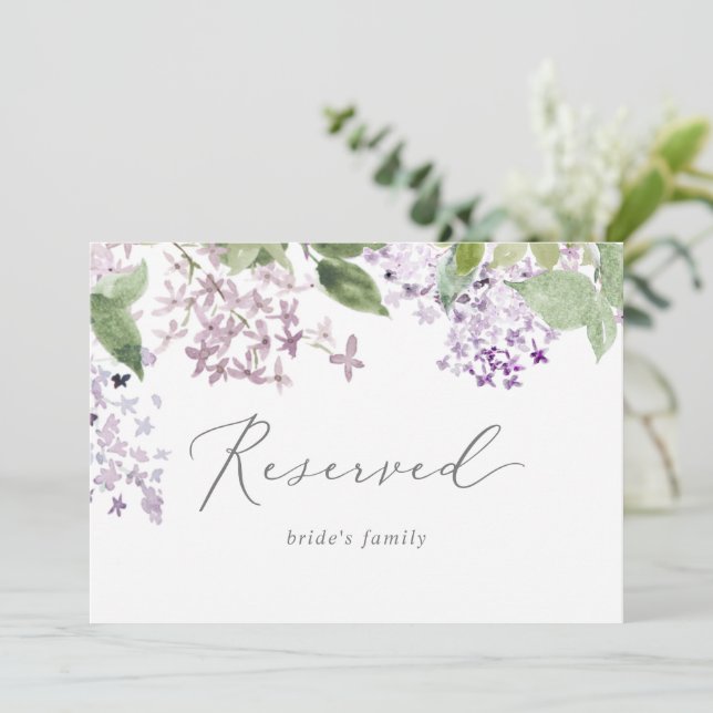 Rustic Lilac Reserved Sign (Standing Front)