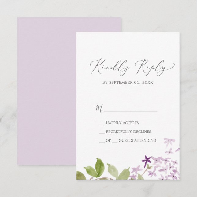 Rustic Lilac Simple RSVP Card (Front/Back)