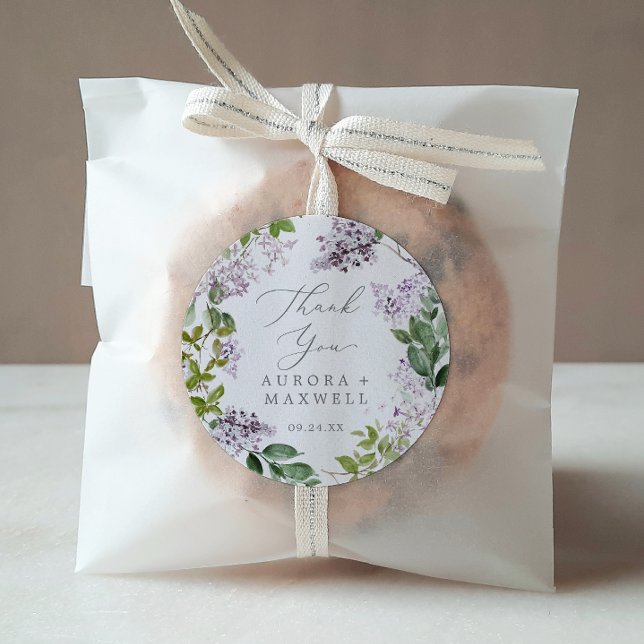 Rustic Lilac Thank You Wedding Favour Sticker (Creator Uploaded)