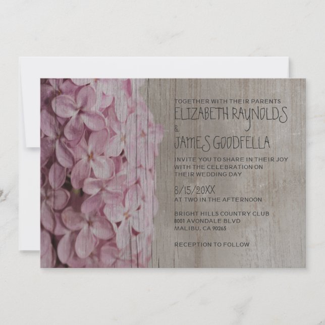 Rustic Lilac Wedding Invitations (Front)