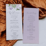 Rustic Lilac Wedding Program<br><div class="desc">This rustic lilac wedding program is perfect for a spring or summer wedding. The romantic and elegant floral design features watercolor purple lilac wildflowers with a boho country garden feel. Include the name of the bride and groom, the wedding date and location, thank you message, order of service, bridal party...</div>