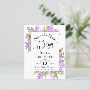 Rustic Lilacs & Calligraphy Wedding Save the Date Announcement Postcard