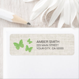 Rustic Lime Green Butterfly Watercolor Linen