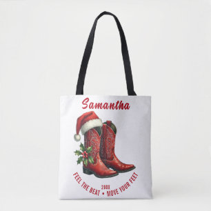 Rustic Line Dance Cowboy Boots Tote Bag