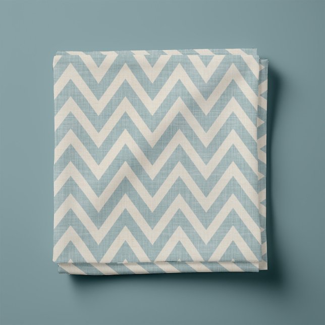 Rustic Linen Beige and Blue Chevron Fabric (Creator Uploaded)