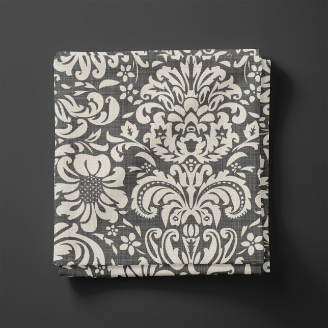 Rustic Linen Beige and Grey Floral Damask Fabric (Creator Uploaded)