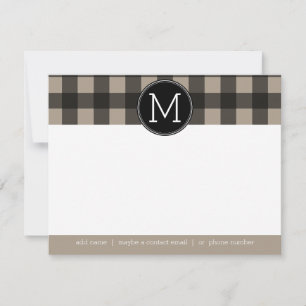 Rustic Linen Black Buffalo Plaid gingham Thank you Card