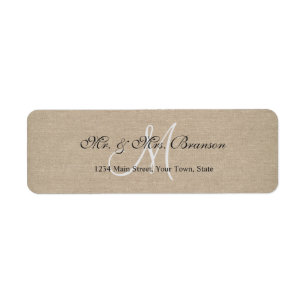 Rustic Linen Canvas Wedding Monogram Initial