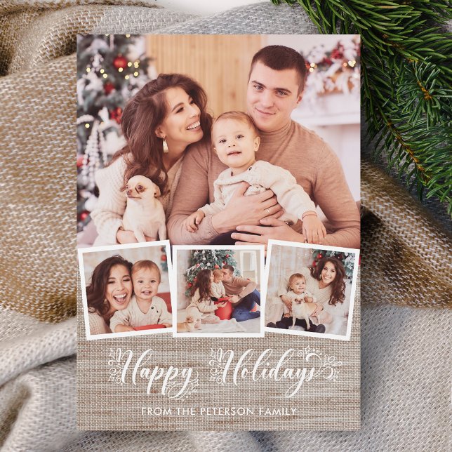 Rustic Linen & Happy Holidays Script 4-Photo  (Creator Uploaded)