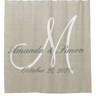 Rustic Linen Look and White Monogram Wedding