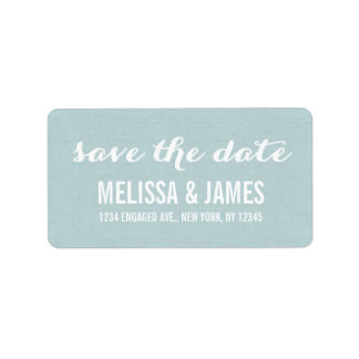 Rustic Linen Script Save the Date Label