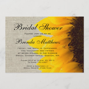 Rustic Linen Sunflower Bridal Shower Invitation