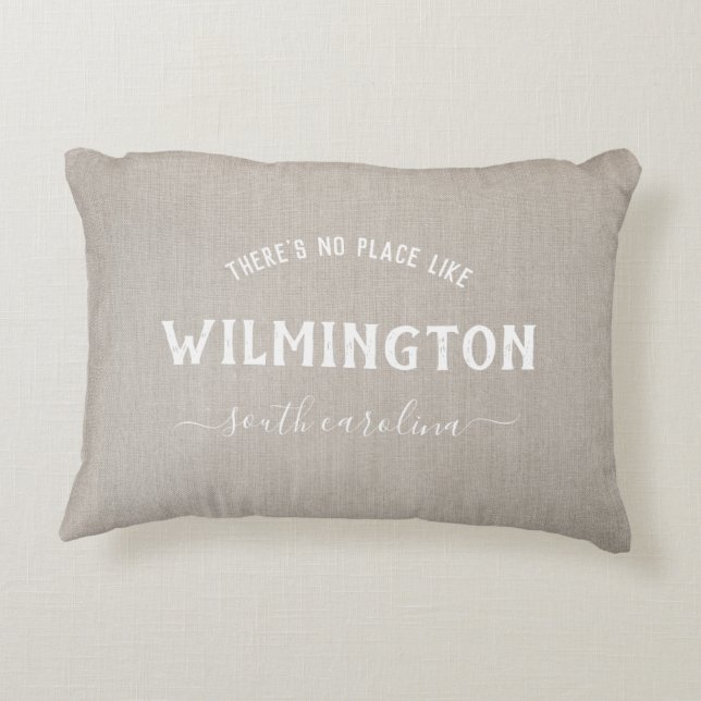 Rustic Linen There's no place like Home Burlap Accent Pillow (Back)