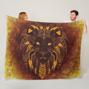 Rustic Lion Head Fleece Blanket