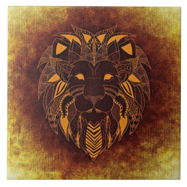 Rustic Lion Head  Tile (Front)