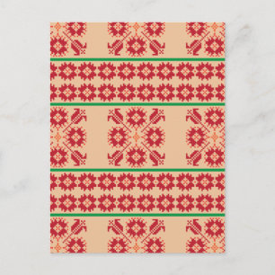 Rustic Lithuanian orange and green folk art design Postcard