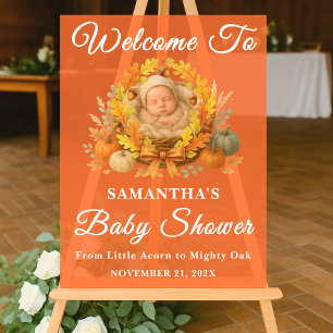 Rustic Little Acorn Fall Baby Shower Welcome Acrylic Sign